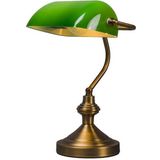 QAZQA Banker - Klassieke Notarislamp - Bankierslamp - 1 Lichts - H 350 Mm - Groen - Woonkamer