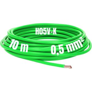 Kalitec 10 meter H05V-K 0,5 mm² groene bedradingskabel I kernkabel flexibel I PVC enkeladerig I meeraderig 0,5mm2 I bedrading fijnaderige enkele kabel I kabel enkeldraads schakeldraad