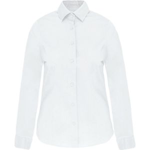 Blouse Dames L Kariban Lange mouw White 97% Katoen, 3% Elasthan