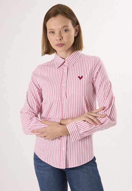 Felix Hardy - Gestreepte Overhemd - Roze - 97% Katoen Dames