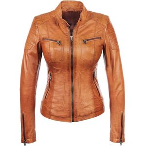 Versano Miami Leren Dames Bikerjack Dames Jas XL - Cognac