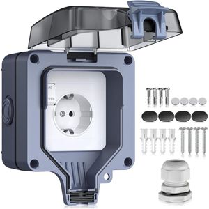 Buitenstopcontact IP66 waterdicht opbouw 1-voudig - voor buiten - tuin, keuken, garage