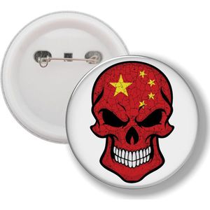 Button Met Speld - Schedel Vlag China