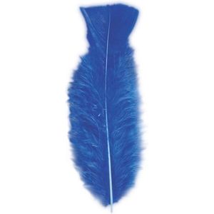 50x Blauwe veren/sierveertjes decoratie/hobbymateriaal 17 cm - Sierveren - Veertjes - Hobby materiaal om mee te knutselen