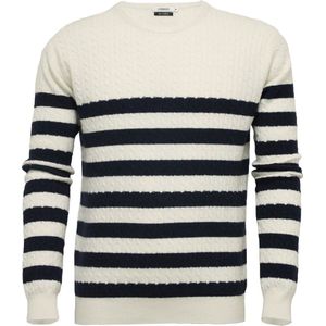 Hommard Crew Neck Cable Striped Silk Cashmere Sweater maat Medium