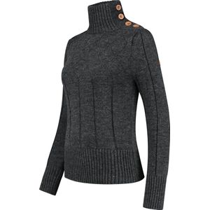 Travelin' Jumper Mora - Dames trui winter - Mock neck - Donkergrijs - Maat S