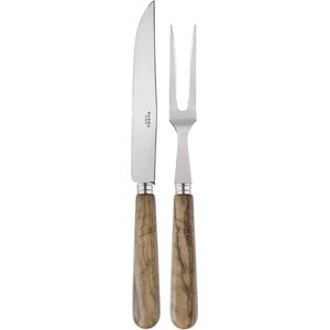Sabre  - Lavandou snijset mes en vork olijfhout 26cm - Bestek