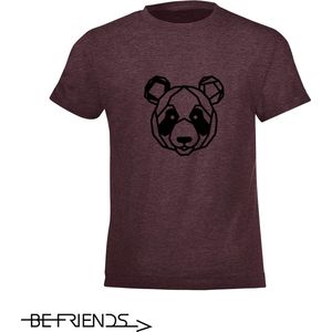 Be Friends T-Shirt - Panda - Kinderen - Bordeaux - Maat 2 jaar