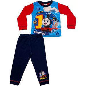 Thomas de Trein - Pyjama - Maat 86/92 - Thomas de Stoomlocomotief - Kinderpyjama - blauw met rood