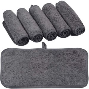 Ibenzoa® Zachte en Absorberende Herbruikbare Gezichtsdoeken voor Make-up Verwijderen, 6 Stuks, Grijs, 15x30 cm