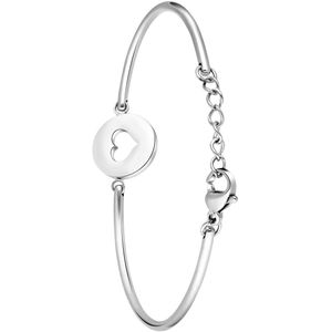 Lucardi Dames Armband met open hart - Staal - Armband - Cadeau - Moederdag - 20 cm - Zilverkleurig