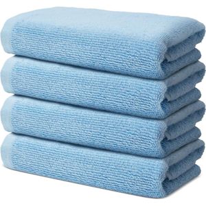 Handdoekenset, 4 handdoeken 50 x 100 cm, voor huishouden, haarverzorging, nagelverzorging, 100% prima katoen, zeer zacht en absorberend, Oeko-Tex gecertificeerd, 500 g/m2, lichtblauw
