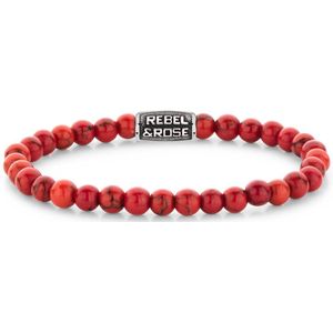 Rebel & Rose Armband Red Delight Vintage 6mm Natuursteen Unisex RR-60118-V