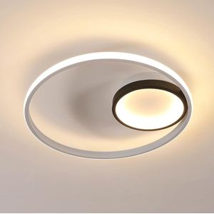 Goeco Plafondlamp - 40cm - Medium - 40W - LED - 4500LM - Ronde - Zwarte - 3000K - Warm Licht