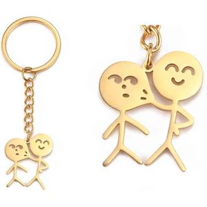 Grappige Stickman Sleutelhanger - Met Middelvinger - Unieke RVS Sleutelhanger voor Auto of Tas
