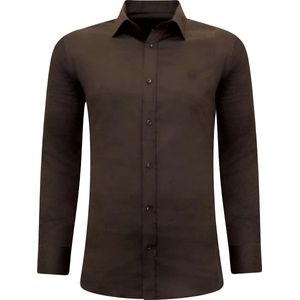 Luxe Bijzondere Heren Overhemden - Slim Fit - 3084- Bruin