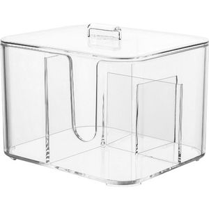 Transparante opbergdoos voor wattenstaafjes - Opbergdoos voor wattenstaafjes in de badkamer met deksel - Plastic wattenstaafjesdispenser Wattenstaafjes - 13*11*10,2 cm