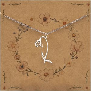 Bixorp Geboortebloem Ketting Januari / Sneeuwklokje - Goudkleurig Roestvrij Staal - Bloem Cadeau voor Dames & Meisjes