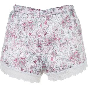 Guy de France - Short nacht satijn - bedrukt ivoor cashmere - M