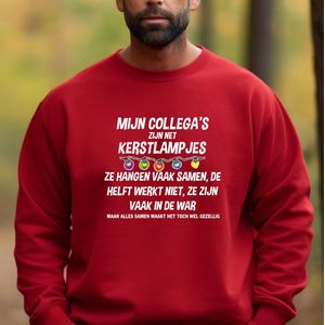 Uniseks kersttrui: Mijn collega's zijn net kerstlampjes- Rood- Maat 4XL Foute kersttrui.