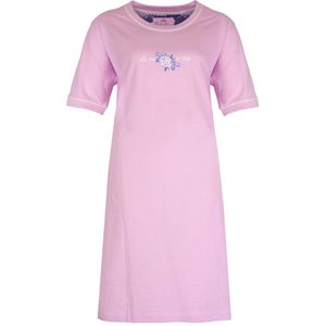 Medaillon Dames Nachthemd - Slaapkleed - 100% Katoen - Licht Lila - Maat L