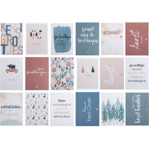 ByStudio-Steef | Kaartenset Kerst | Kaartenset mix | Set van 18 ansichtkaarten | kerstkaarten  | kaartjes om te versturen | hippe kaartjes  | kaartjes met tekst  | wenskaarten | feestdagen kaarten | kerstkaart | hippe wenskaarten kerst |