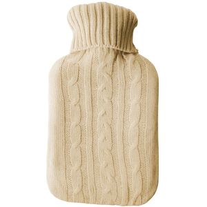 Warmwaterkruik 2 Liter met Gebreide Hoes – Kabelmotief – Zachte Coltruihoes – Hittekruik voor Warmte & Comfort