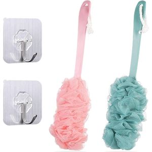 2 stuks lange steel badborstel, douche-lichaamsborstels met badnetspons zacht gaas, rugborstel scrubber douche-loofah voor mannen en vrouwen exfoliëren en verwijderen van dode huid