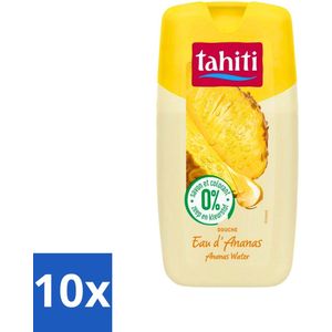 10 x Tahiti - Douchegel - Ananas Water - 0% Kleurstof - 250 ml - Zeepvrij - Kleurstoffenvrij - Verfrissend - 250 Ml