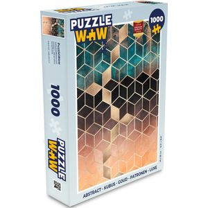 Puzzel Abstract - Kubus - Goud - Patronen - Luxe - Legpuzzel - Puzzel 1000 stukjes volwassenen