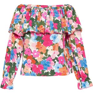 Usha Shirt 'Fashion Look'  hemelsblauw / donkergroen / rosa / donkerroze