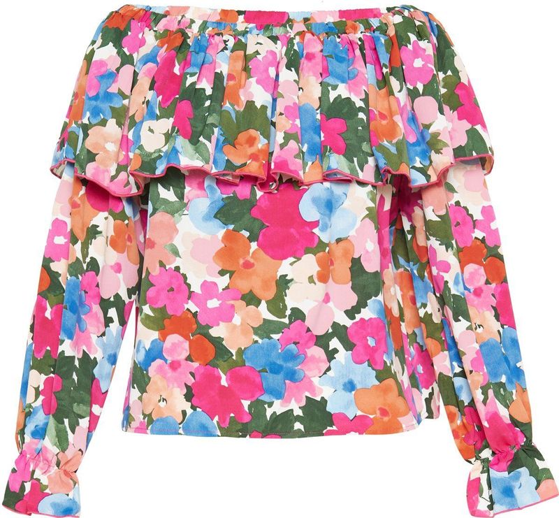 Usha Shirt 'Fashion Look'  hemelsblauw / donkergroen / rosa / donkerroze