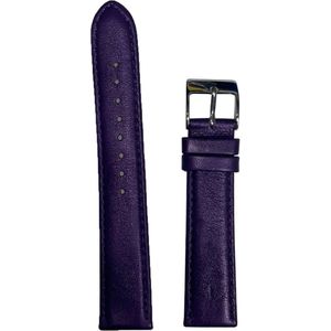 Horlogeband - 18mm - Glans paars - Echt leer - Roestvrijstalen gesp