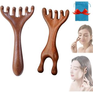 Massage Apparaat - RugMassage - Massagekam Set – 2-delige Gua Sha Kam & Geweivorm Hoofdhuidmassage – Dikker Kunststof – Anti-Stress & Ontspanning – Geschikt voor Hoofd, Nek & Lichaam
