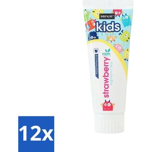 Sence - Kids 3-8 Jaar - Tandpasta - Aardbei Smaak - Vegan - 75 ml - Voordeelverpakking - 12 stuks