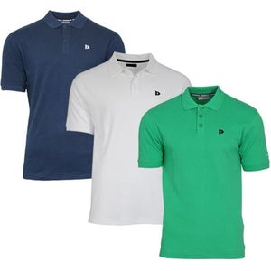 3-Pack Donnay - Polo (Noah) - Sportpolo - Heren - Navy/White/Grass green (690) - maat XL