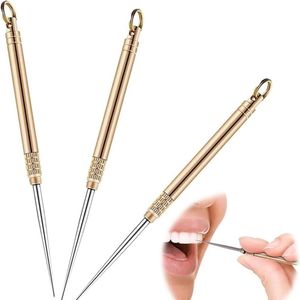 Allecto Premium: Set van 3 titanium tandenstokers voor buitenactiviteiten - Draagbaar en herbruikbaar - Ideaal voor picknicks, camping en reizen