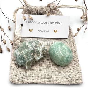 Geboortesteen december - Amazoniet combi sneeuwzakje - edelstenen - kristallen- gefeliciteerd - verjaardag cadeau voor hem/haar - geluksbrenger - brievenbus cadeautje