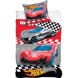 Hot Wheels Dekbedovertrek Junior 140 X 200 Cm Katoen Rood/grijs