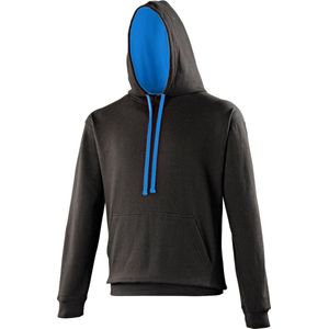 Awdis Varsity Hooded Sweatshirt / Hoodie (Straalzwart / saffierblauw)