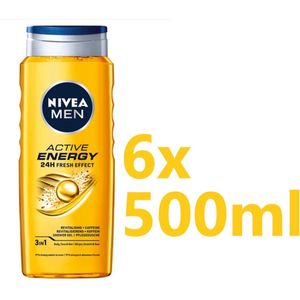 Nivea Men - Douchegel - Active Energy - 6 x 500 ml - Voordeelverpakking