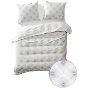 Yellow Njord Dekbedovertrek - Tweepersoons - 200x200/220 cm - Wit/Zilver