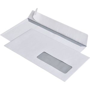 SOHO Kabinet Enveloppen Met Venster Rechts – Luxe Enveloppen - Briefomslag – Envelop – Zelfklevende Enveloppen – 25 stuks - 110 x 220 mm – Wit