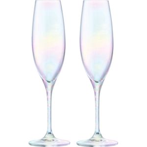 L.S.A. - Polka Champagne Flute 225ml Mother of Pearl Set van 4 Stuks - Glas - Transparant