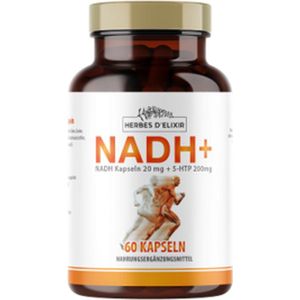 Herbes D'elixir NADH 20 mg + 5-HTP 200 mg - Voedingssupplement - 60 Capsules - Ondersteunt Energie