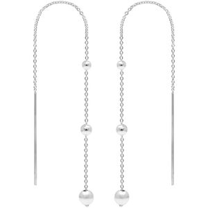 Zilveren oorbellen | Chain oorbellen | Zilveren chain oorbellen met bolletjes