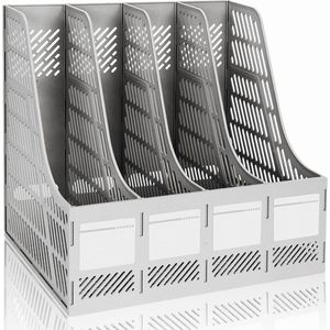 Inovra ® Stevige Vierdelige Tijdschaal Plastic Tijdschrift- en Documentenhouder voor School en Kantoor