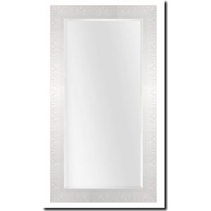 Spiegel Barok wit - Sergio Hoogglans wit Buitenmaat 110x171 cm - Houten lijst, ophanghaken gemonteerd - Luxe wandspiegel of spiegel op schouw boven open haard