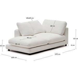 Kave Home - Chaise longue Gala links wit 193 x 105 cm