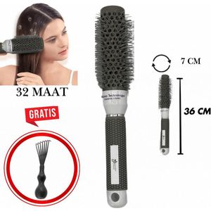 Guardian Beauty Föhnborstel - 32 mm - Rond - Keramisch & Ionisch - Grijs - Met Haarborstelreiniger